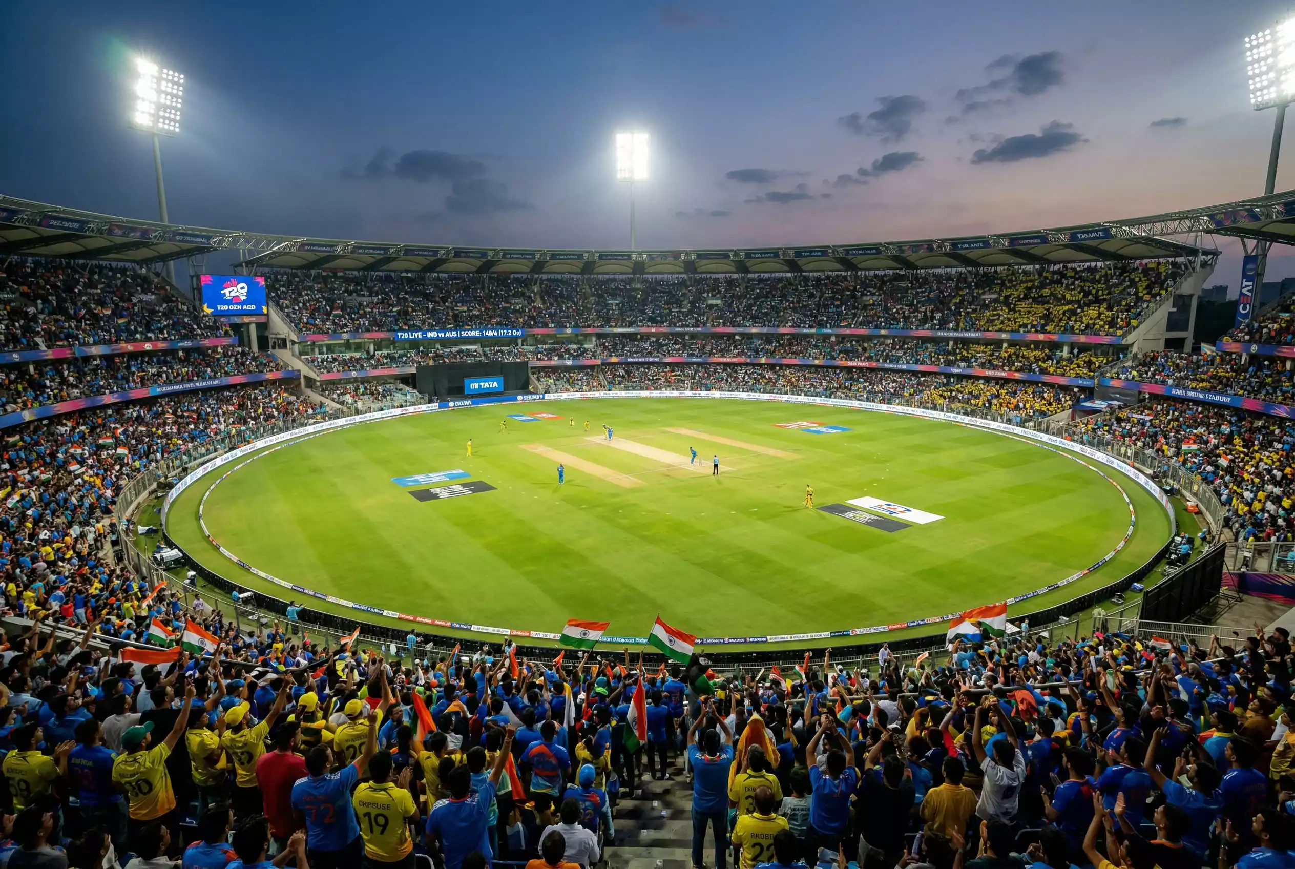 Cricket-T20-Stadion mit begeisterten Zuschauern bei einem IPL-Match